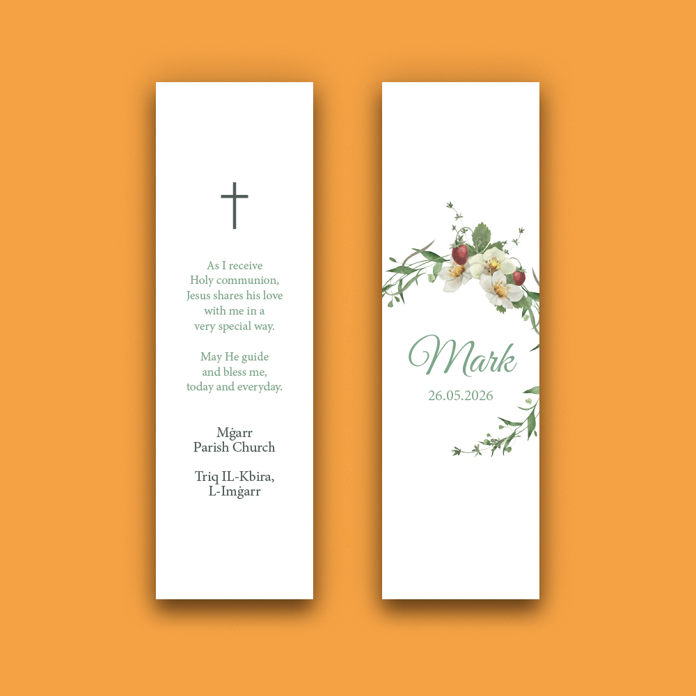 Custom First Holy Communion Bookmark Invitation
