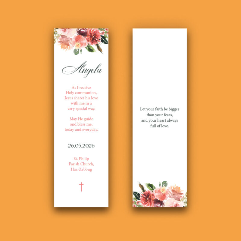 First Holy Communion Bookmark Invitation