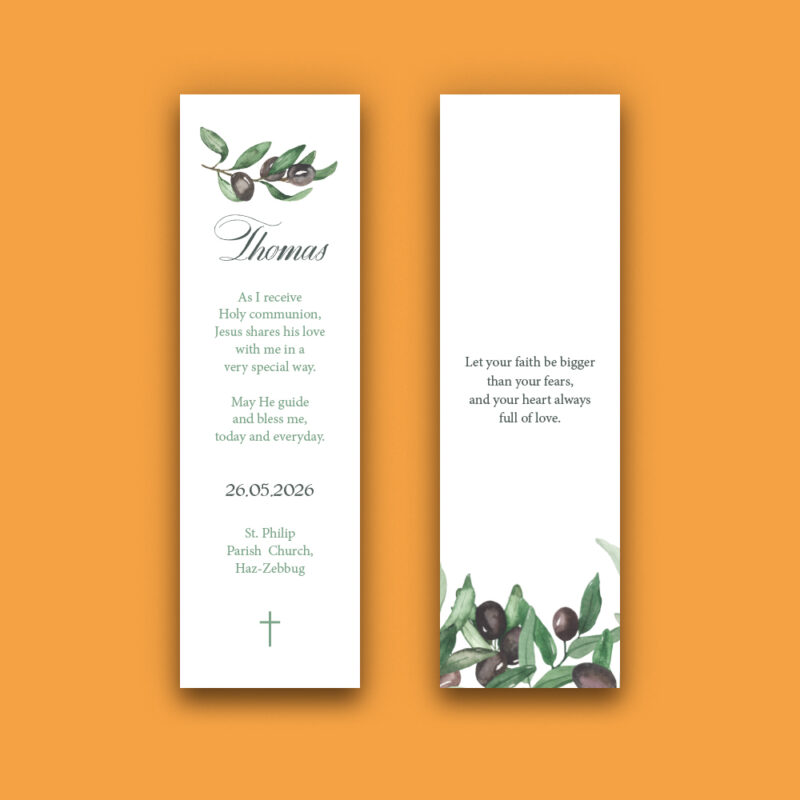 First Holy Communion Bookmark Invite Keepsake