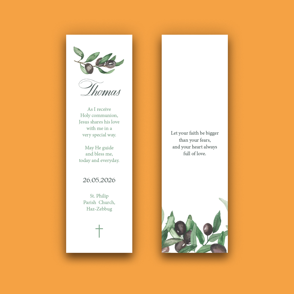First Holy Communion Bookmark Invite Keepsake